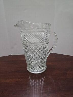 Anchor Hocking Wexford 64oz Pitcher Vintage 9 1/2" Clear Diamond Heavy Glassware